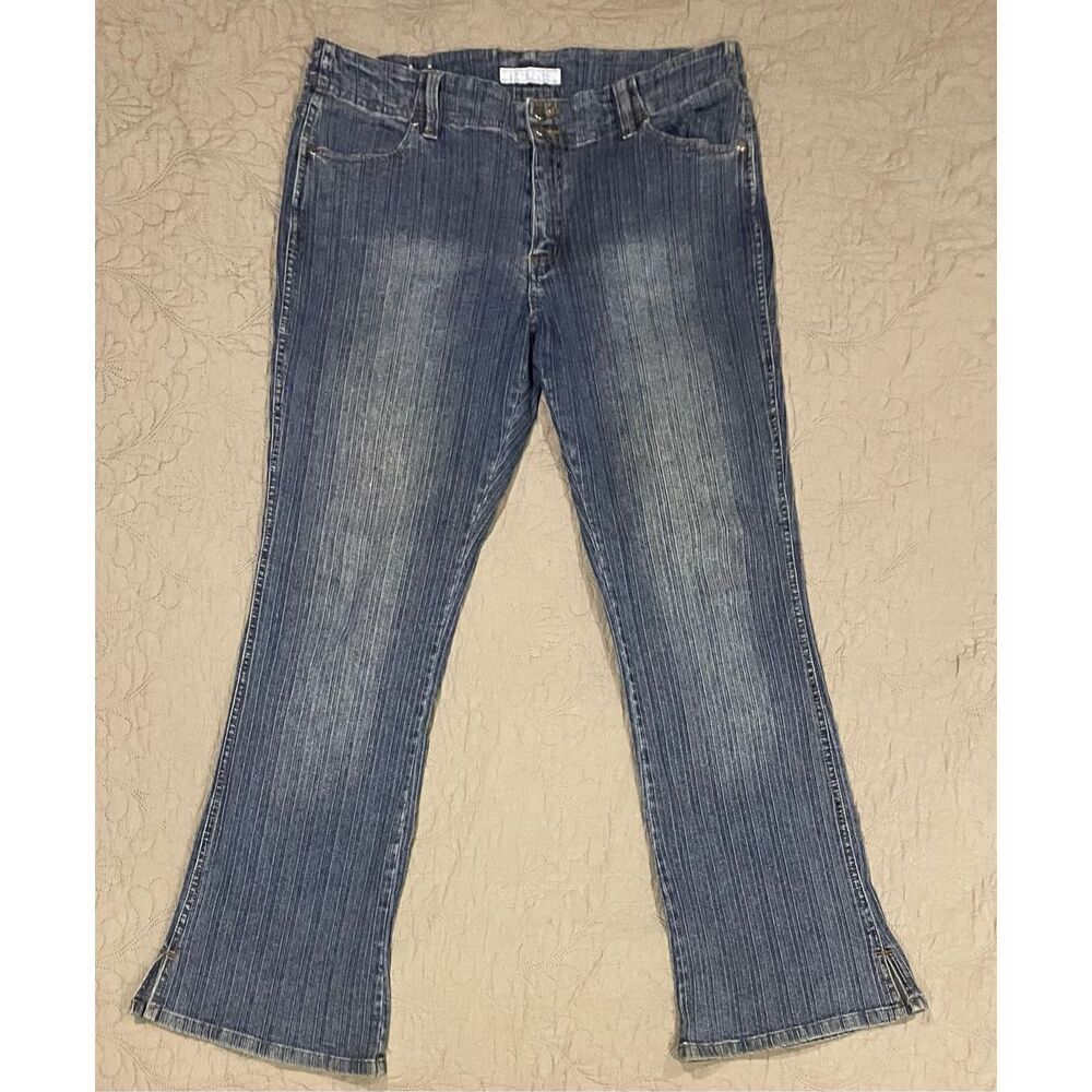 Steam 13/14 Y2K Textured Stripe Jeans Bootcut Back Pockets 90s